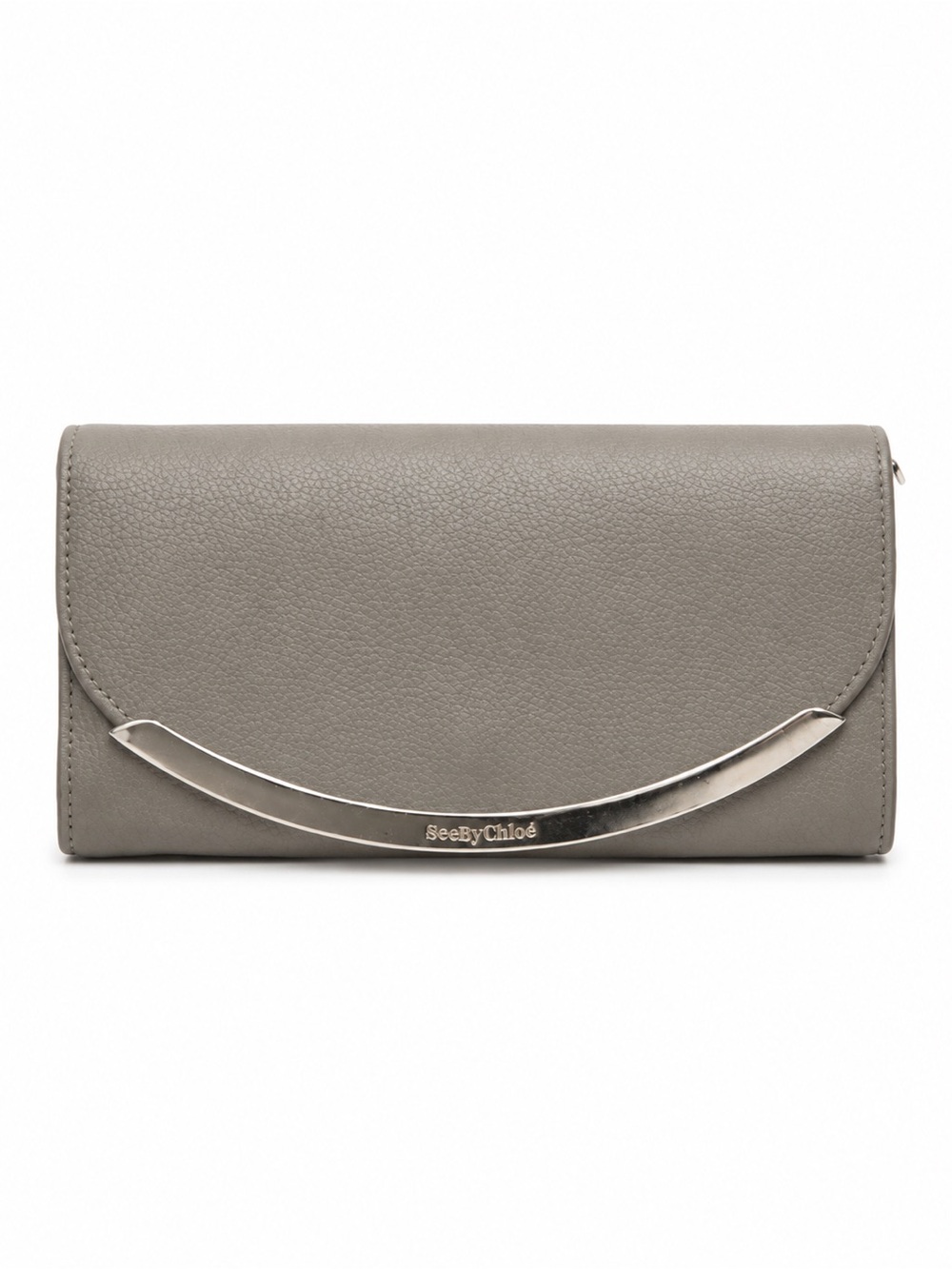 See By Chloe Taupe Leather Clutch with metal Trim